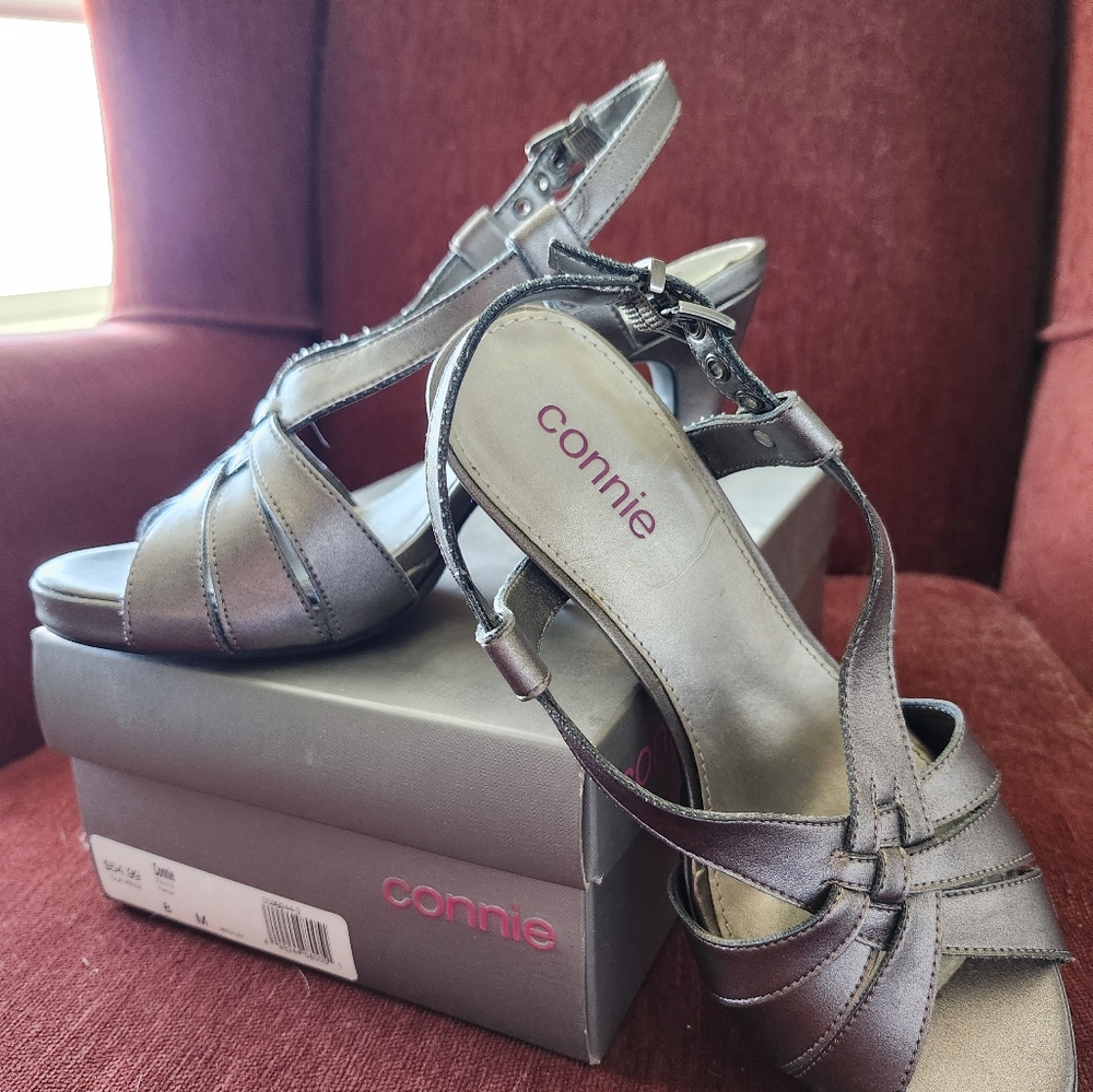Connie Women's Silver Strappy Heels